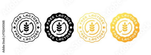 Free lactose stamps. Flat, yellow, wheat icon, free lactose signs icons. Vector icons