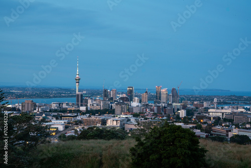 Auckland Skyline at twilight viewed from Mount Eden Summit