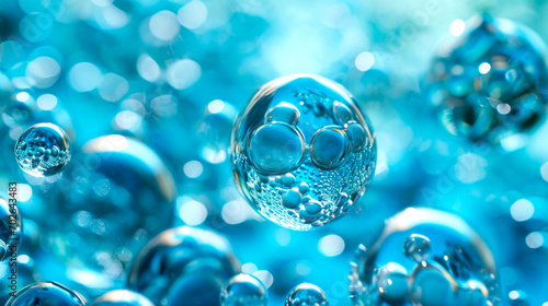 Macro bubble,Macro close up of soap bubbles look like scienctific image of cell and cell membrane. AI generated photo