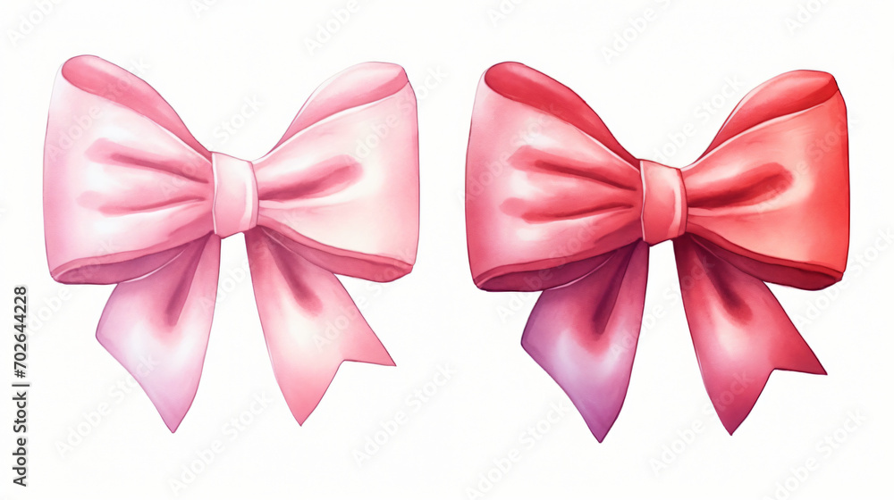 Isolated decorative bows made of colorful red