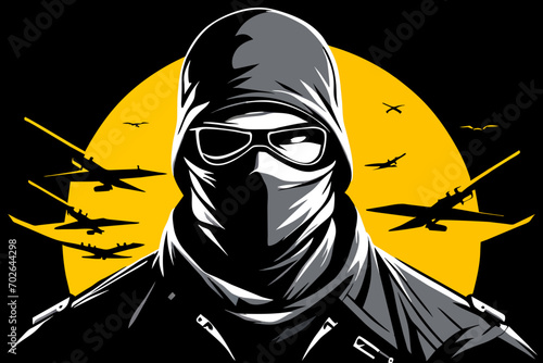 Outlaw with a balaclava. vektor icon illustation