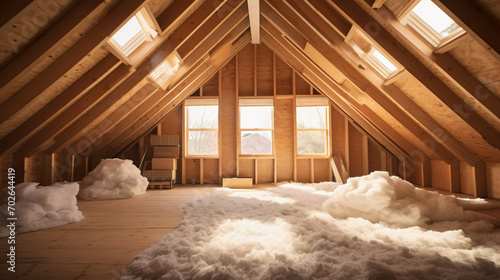 The attic is filled with Ecowool insulation