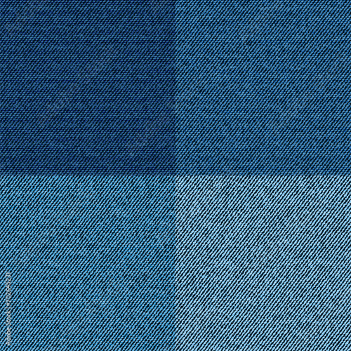 Blue jeans texture. Denim background. Seamless fabric checkered pattern.