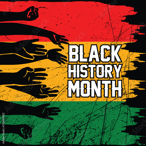 Black History Month Flag Grunge Black People Hnad Vector