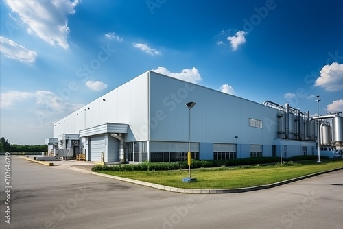 Wallpaper Mural Modern tobacco processing plant with smokestacks against a clear blue sky Torontodigital.ca