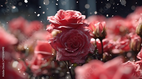 red rose with dew drops #702646498