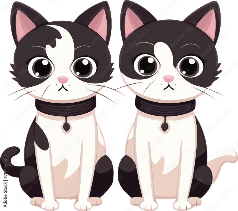 Illustration of two cute cats living together Illustration of two cute cats living together