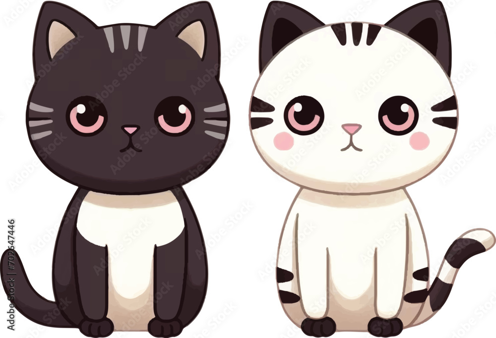 Illustration of two cute cats living together Illustration of two cute cats living together