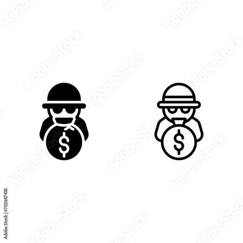 money robbery incognito Icon, Logo, and illustration Vector
