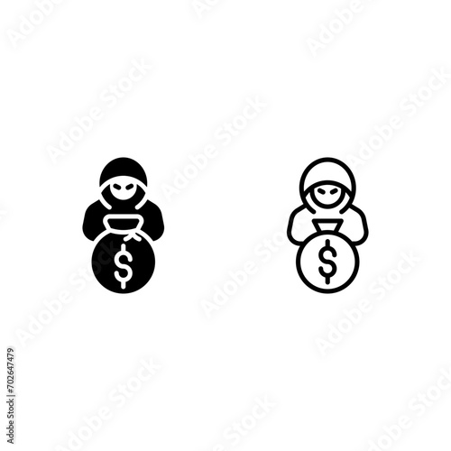 money robbery by hacking Icon, Logo, and illustration Vector