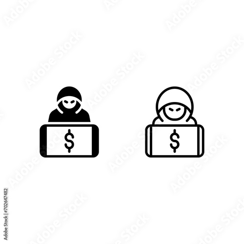 money device hacking Icon, Logo, and illustration Vector