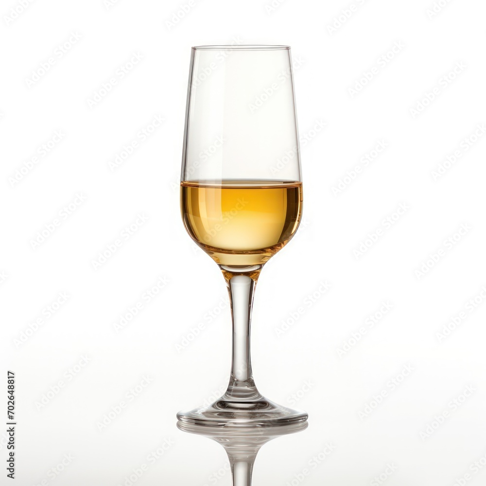 A glass of white wine on a white background A glass of white wine on a white background