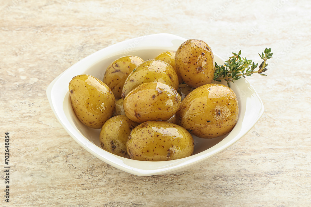 Boiled baby potato in the bowl Boiled baby potato in the bowl