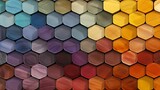 a mosaic of vibrant hexagons in a spectrum of rainbow colors, conveying energy and diversity, ideal for creative and dynamic environments. Generative AI