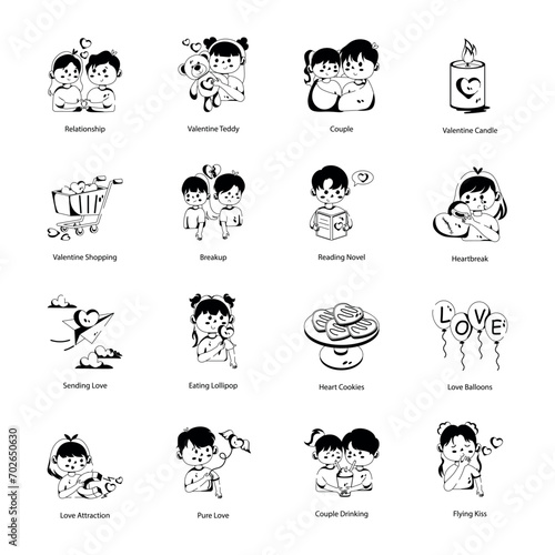 Pack of Valentine Day Glyph Icons 

