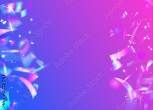Iridescent Glare. Festive Foil. Blur Christmas Wallpaper. Webpunk Art. Transparent Texture. Violet Disco Background. Metal Prism. Neon Tinsel. Blue Iridescent Glare
