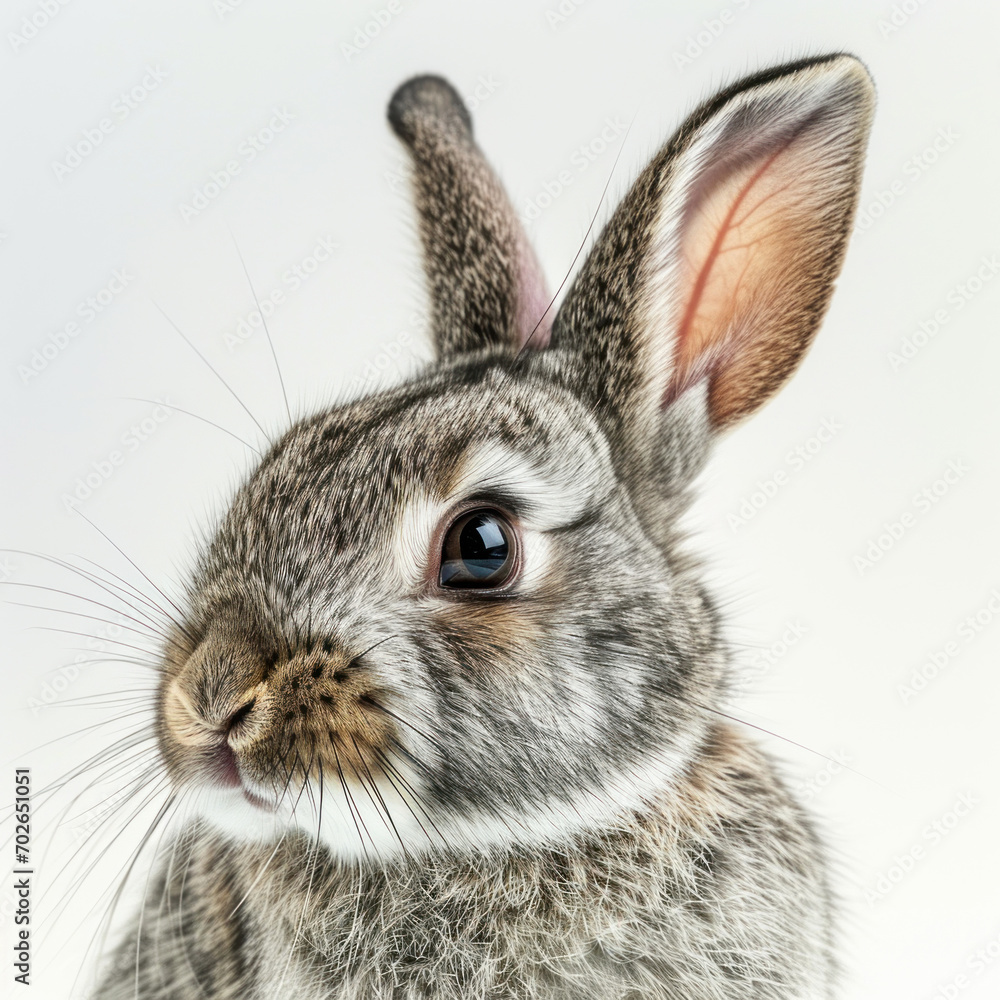 Fototapeta premium Portrait of a rabbit, Easter bunny, isolated on white background