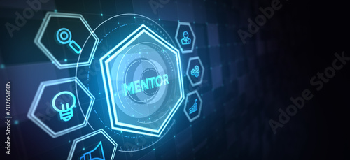 Mentoring concept. Mentoring with mentor advice, support and motivation. 3d illustration