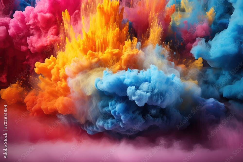 Fototapeta premium A lively background filled with splashes of colored powder or paints.