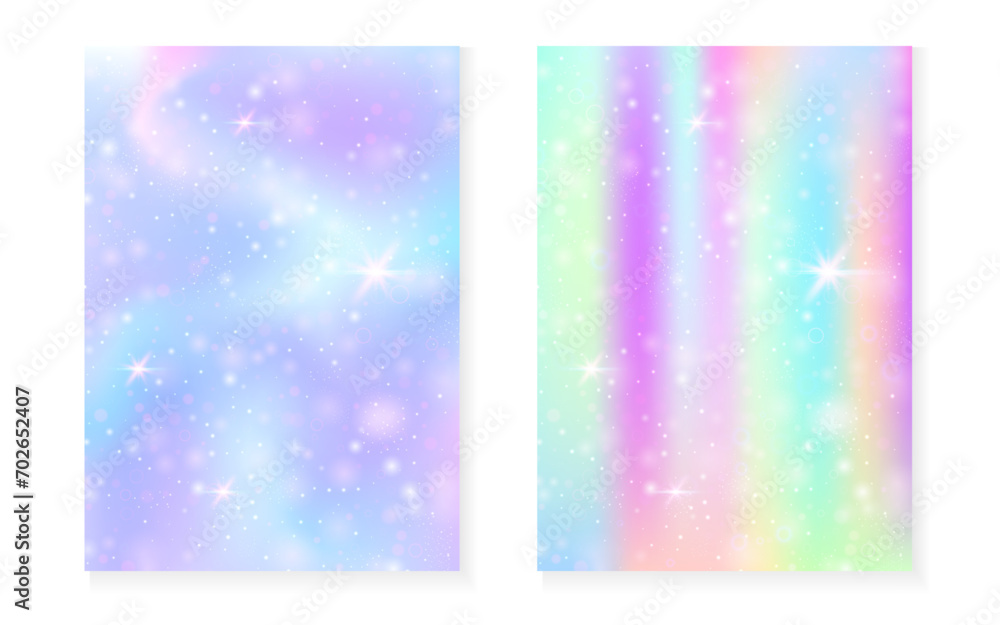 Princess background with kawaii rainbow gradient. Magic unicorn hologram. Princess background with kawaii rainbow gradient. Magic unicorn hologram.