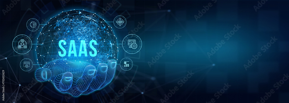 Fototapeta premium Software as a Service SaaS. Software concept. Business, modern technology, internet and networking concept. 3d illustration