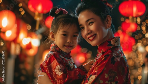 Chinese Family Celebrate Chinese New Year or Lunar New Year, Gong Xi Fa Cai