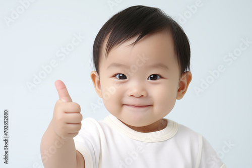 Asian Baby Giving a Thumbs Up