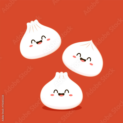 Shrimp dumplings vector. Shrimp dumplings is Chinese food. Chinese food icon. Gyoza vector.