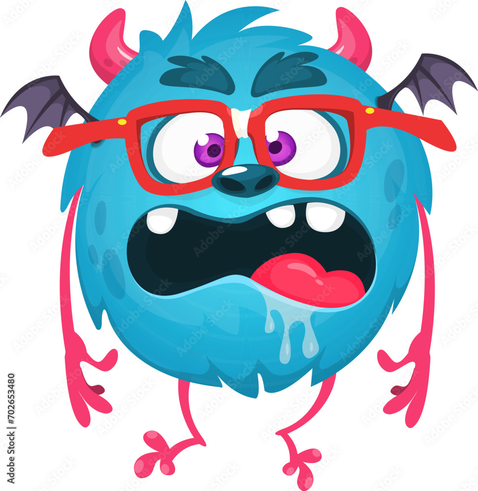 Naklejka premium Cartoon funny monster illustration. Vector icon. Halloween design