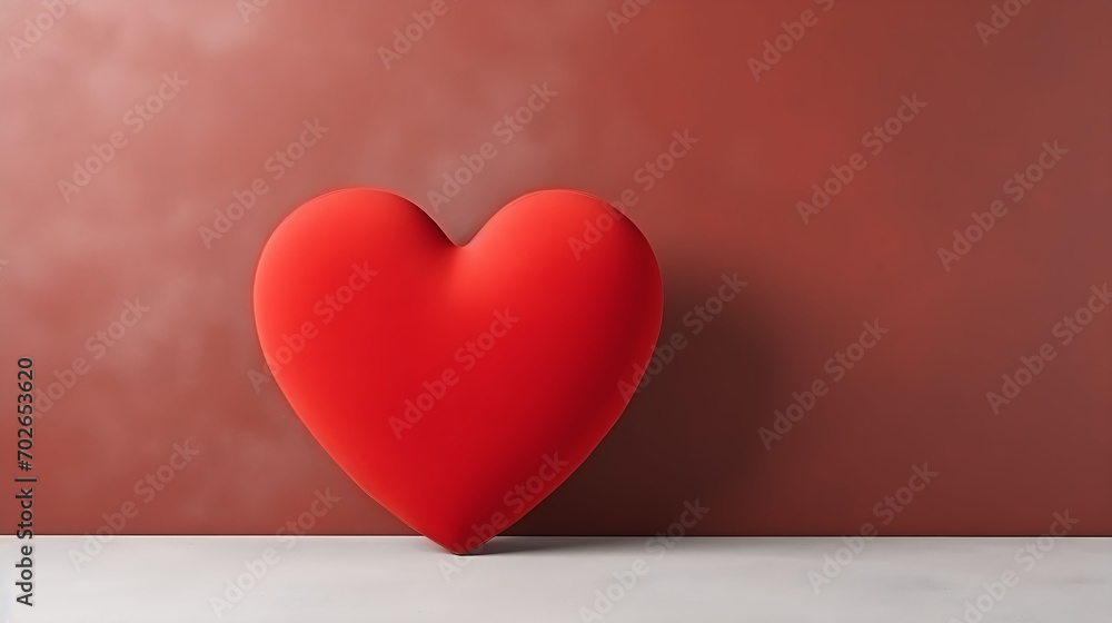 Copy space red heart with ribbon Valentine’s Day background. Copy space red heart with ribbon Valentine’s Day background.