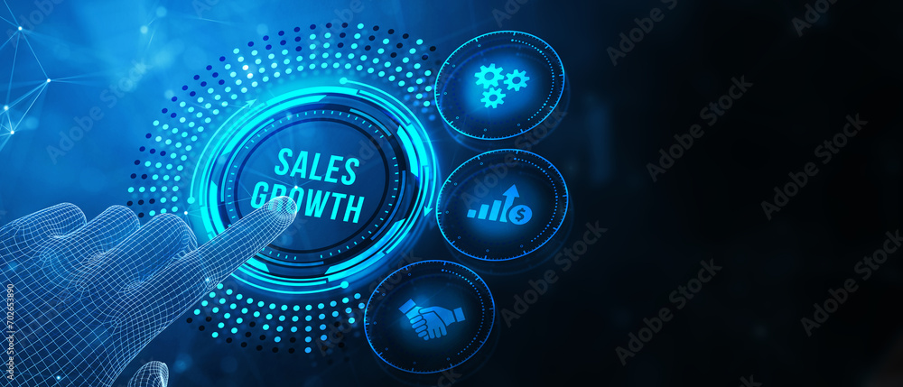 Fototapeta premium Sales growth, increase sales or business growth concept. 3d illustration