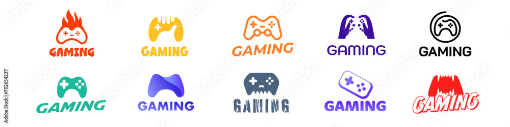 Gaming controller icon set. Flat style. Gaming controller icon set. Flat style.