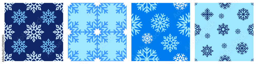 Snowflake pattern set. Flat style.