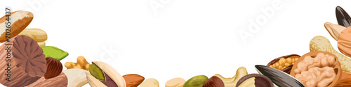 Nuts template. Nuts frame. Flat style.