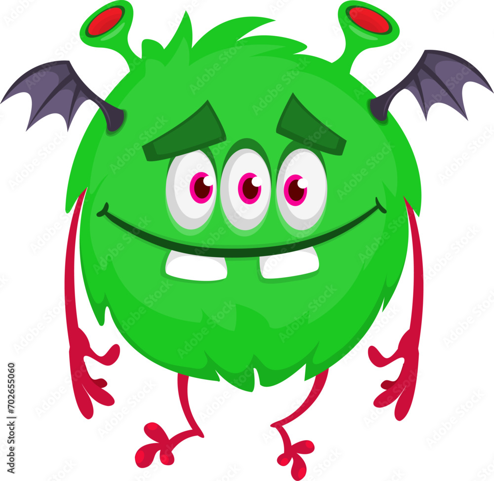 Fototapeta premium Cartoon funny monster illustration. Vector icon. Halloween design