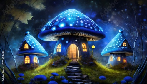 fantasy mushroom house on mushroom forest 