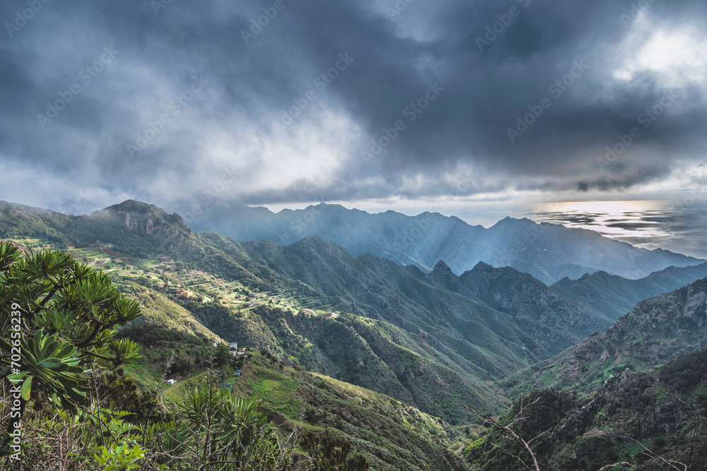 Anaga National Park with foggy mountains on Tenerife, Spain