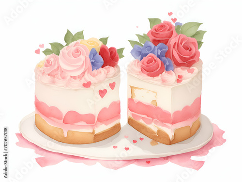 Mini cake with pink roses decoration