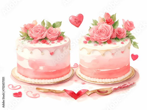 Mini cake with pink roses decoration 