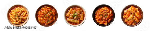 Fotografie, Obraz Collection bowl of Korean food, tteokbokki isolated on a transparent background,