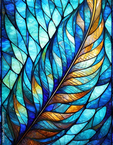 AI generated illustration of a creative artwork of a vibrant stained-glass design
