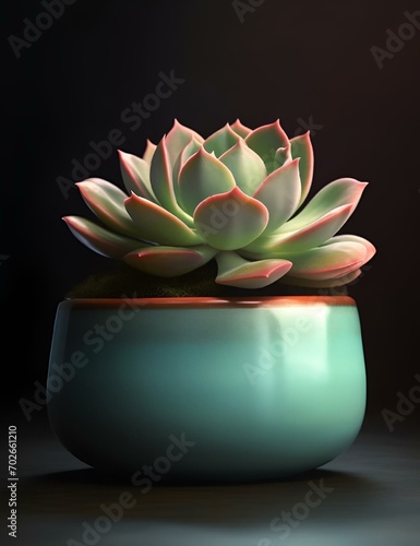 AI generated illustration of a succulent plant in a pot photo