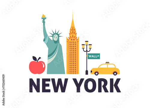 New York City, USA illustration, background, poster and banner design. Geometrical modern style concept illustration