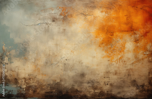 A painting of a sky with orange, blue, and white colors. texture background