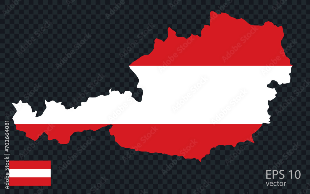 Vector map of Austria. Vector design isolated on grey background.
