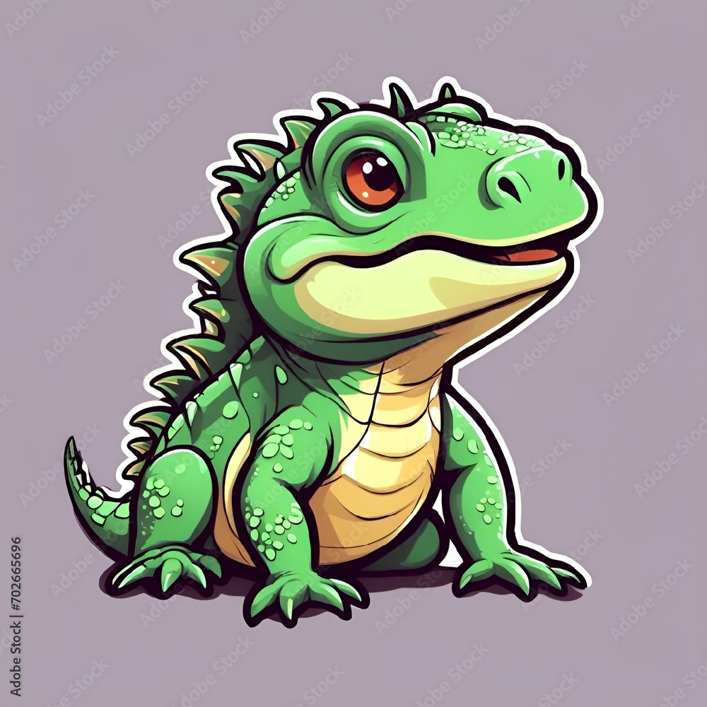 AI generated illustration of a cheerful cartoon green lizard AI generated illustration of a cheerful cartoon green lizard
