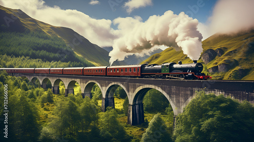 The Magical Railroad Adventure with Hogwarts Express Scenery, Mystical Tracks, Hogwarts Express Adventure Through the Fantasy Train Scenery generative AI 