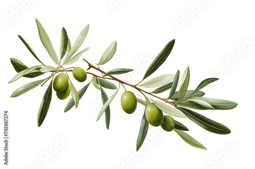 branch with green Olive brunch in hand drawn style Design element for poster, card, banner. illustration transparent background Generative Ai