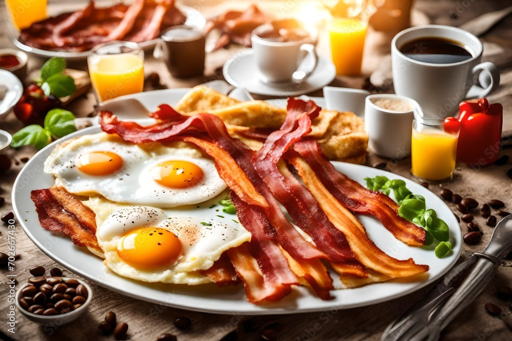 fried eggs with bacon