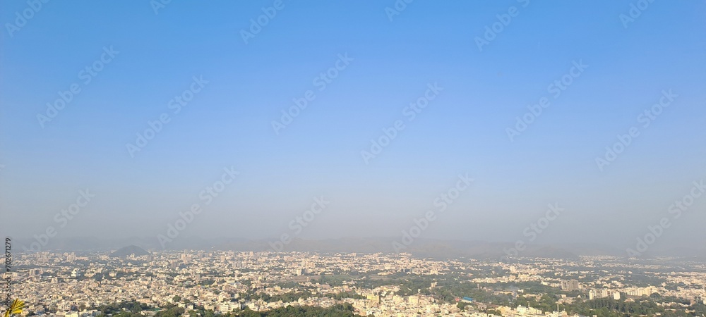 Aerial view of Udaipur visible from Karni Mata Temple Complex